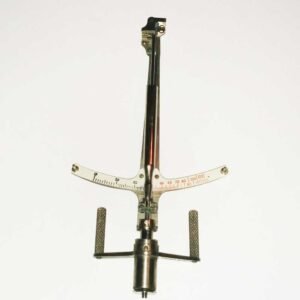 McClean tonometer 1919 by E.B. Meyrowitz, hand-held contact eye pressure instrument with foot plate, indicator needle, and original case