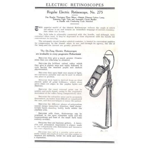 DeZeng Retinoscope Catalog 1912