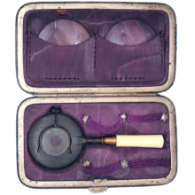 Miniature Liebreich Ophthalmoscope in Case with two Condensing lenses