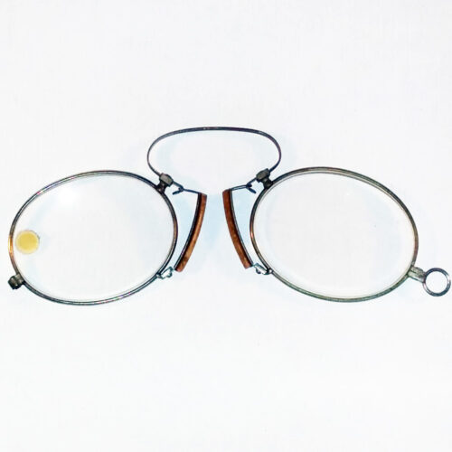 New unworn steel & cork pince-nez +3.25 diopter 1880