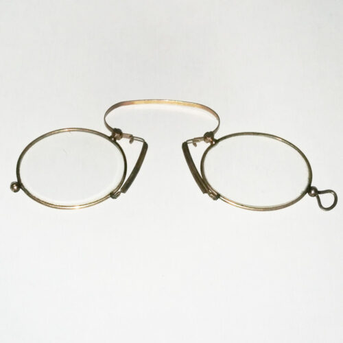 Gold plated pince-nez eye glasses