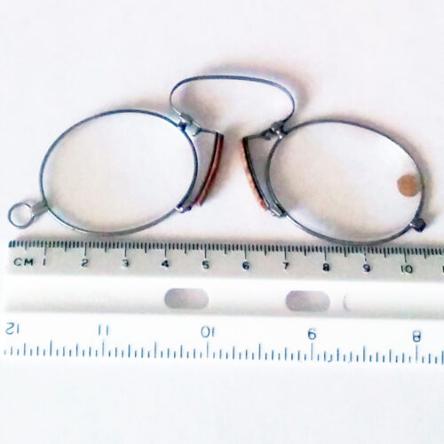 New unworn steel & cork pince-nez +3.25 diopter 1880