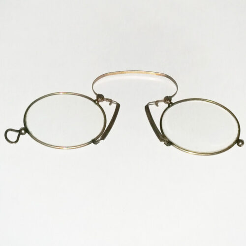 Gold plated pince-nez eye glasses