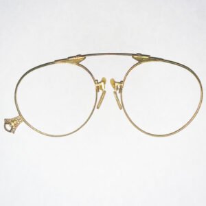 Antique 1920s gold plated American Optical pince-nez with 12k gold filled spring engraved AO 1/10 12k GF, Great Gatsby era eyewear presented without lenses