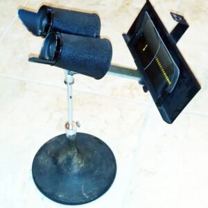 Antique 1934 Keystone Ophthalmic Telebinocular System by E.A. Betts with binocular viewing head on adjustable arm and cast iron base, early binocular vision and reading disability testing instrument