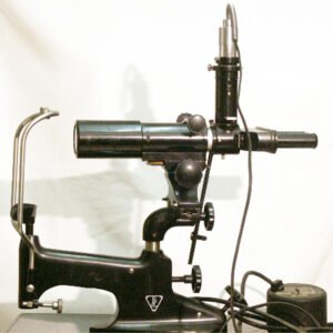 Bausch & Lomb binocular ophthalmoscope 1938 desktop stand-mounted indirect ophthalmoscope, antique retinal examination instrument