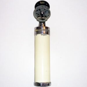 Antique 1933 Keeler Wide Angle Ophthalmoscope model K1229 with battery handle and leatherette case, signed C. Davis Keeler 47 Wigmore Street London W.1, Made in England