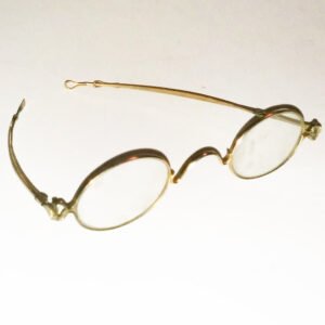 Antique gold wire frame spectacles from 1890 with scroll bridge and A.L. & Co. hallmark