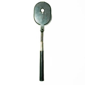 Coxeter ophthalmoscope 1886 non-luminous instrument with double-sided mirror and lens track, antique Victorian London optical instrument by James Coxeter and Son