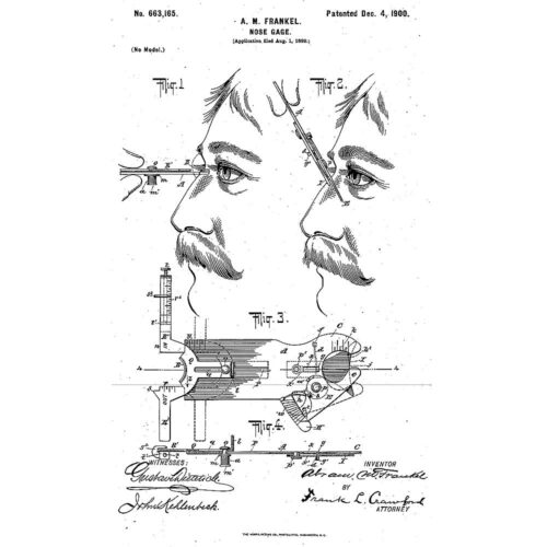 Nose gage patent for fitting glasses 1900