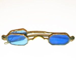Octagonal double blue lens spectacles from 1830 with folding tinted lenses