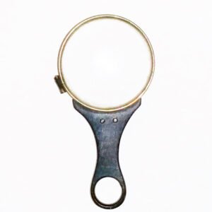 Antique silver magnifier with horn handle, circa 1800s, 3x magnification lens