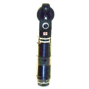 American Optical Black Giantscope ophthalmoscope with matte black finish, antique eye exam instrument