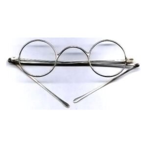 British silver spectacles 1800 with round lenses and rotating hinged temples, antique Georgian silver eyewear