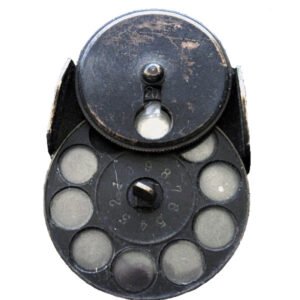Burchardt's Ophthalmoscope 1883 showing dual rotating lens discs and rectangular plane mirror, antique non-luminous Loring style ophthalmoscope