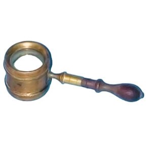 Coddington microscope antique with polished brass lens housing and turned wooden handle, Victorian portable field magnifier