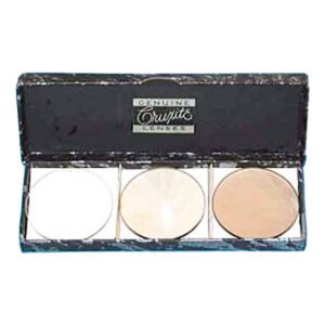 Cruxite lens samples circa 1950 in fitted American Optical Tillyer display case showing progression of tinted glass blanks
