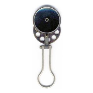 Oldham ophthalmoscope antique British eye instrument with nine-lens disc, collapsible loop handle, five convex and four concave lenses