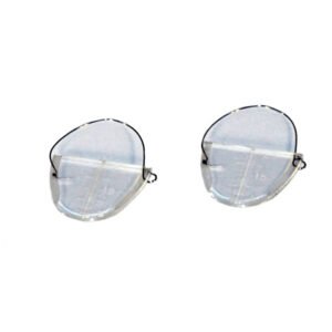 Antique mid-20th century plastic lens inserts to measure optical segment height with etched millimeter markings and flexible wire edge
