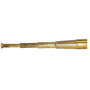 Antique Victorian brass multi-draw telescope by Ross of London, shown extended and collapsed with eyepiece detail